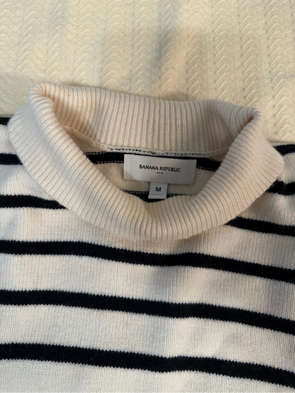 Banana Republic Cream and Black Striped Mock-Neck Sweater - Picture 2 of 3